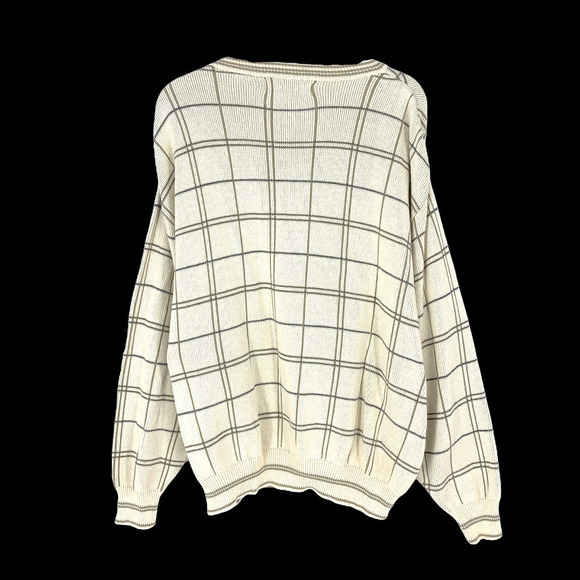 Vintage Cypress Links Knit Golf Sweater Men's Sz L Embroidered Grid Oatmeal Tan - Picture 7 of 7